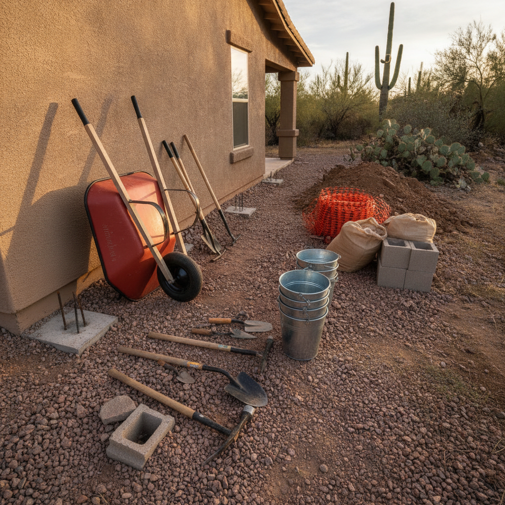 Foundation repair job site in Mesa Arizona